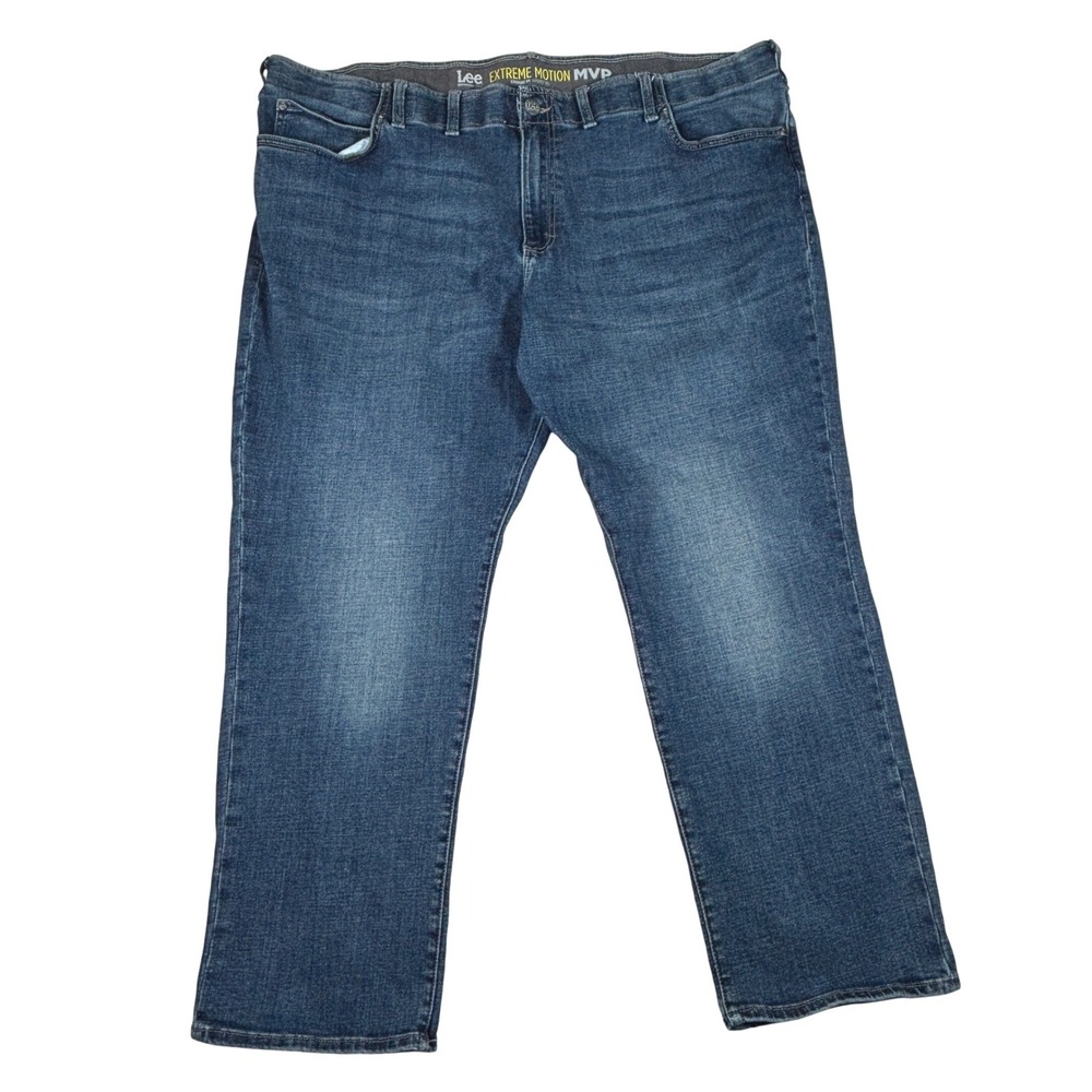 Lee Extreme Motion MVP Men Straight Fit Tapered Leg Blue Jeans 50x30 /Fits 48x29